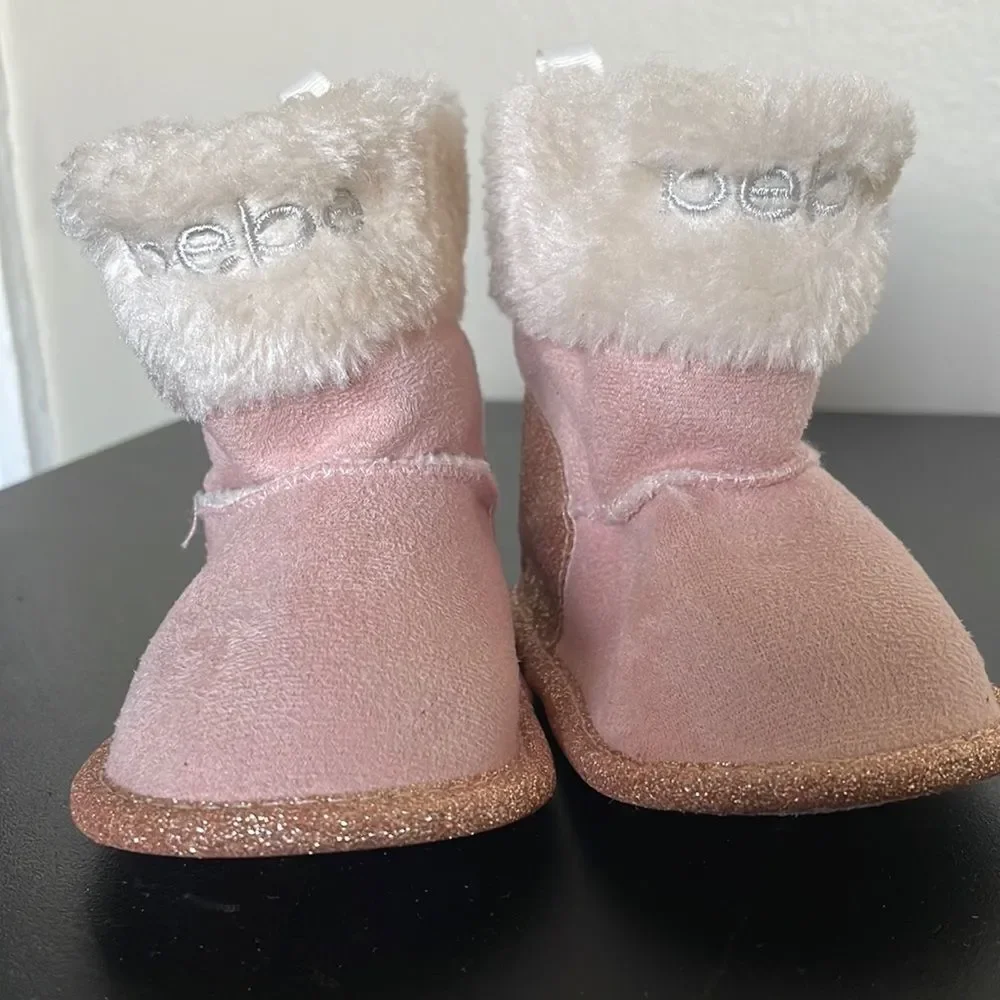 EUC Bebe Bay Pink Fuzzy Boots - Size 4